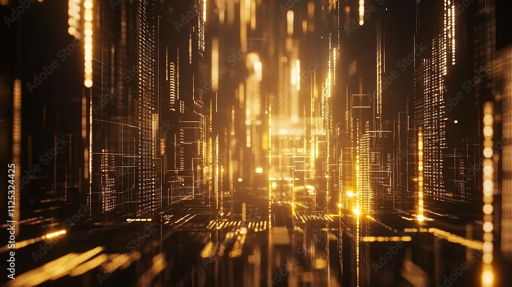 Naklejka premium neon light effect modern technology background with spark and lights, radiating neon lights circuits, A futuristic digital vortex with intricate neon circuitry and geometric lines.