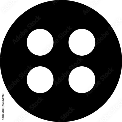 Sewing Buttons black flat sketch icon . Decorative buttons for fasteners dresses garments Jeans Clothing and Accessories vector isolated on transparent background.