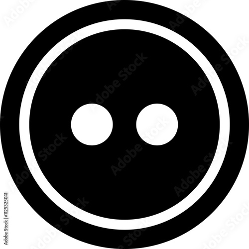 Sewing Buttons black flat sketch icon . Decorative buttons for fasteners dresses garments Jeans Clothing and Accessories vector isolated on transparent background.
