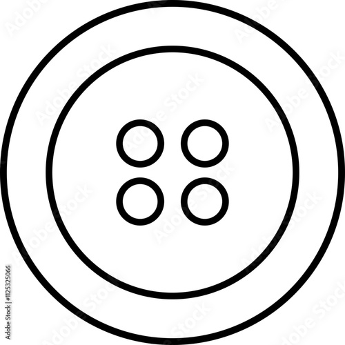 Sewing Buttons black line sketch icon. Decorative buttons for fasteners dresses garments Jeans Clothing and Accessories vector isolated on transparent background.