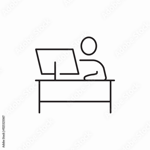 computer desk icon sign vector
