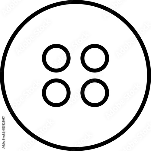 Sewing Buttons black line sketch icon. Decorative buttons for fasteners dresses garments Jeans Clothing and Accessories vector isolated on transparent background.