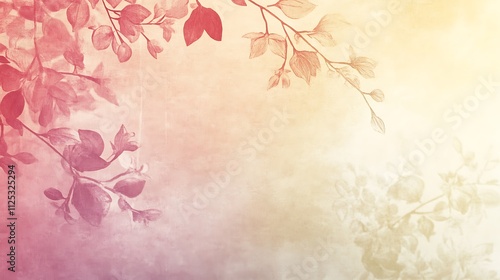 Delicate Floral Branches on Pastel Background