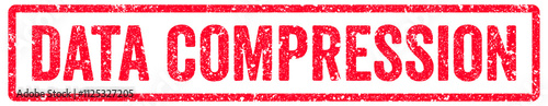 Data Compression Stamp Transparent Seal, Red Grunge Data Compression Word Rubber Stamp Seal