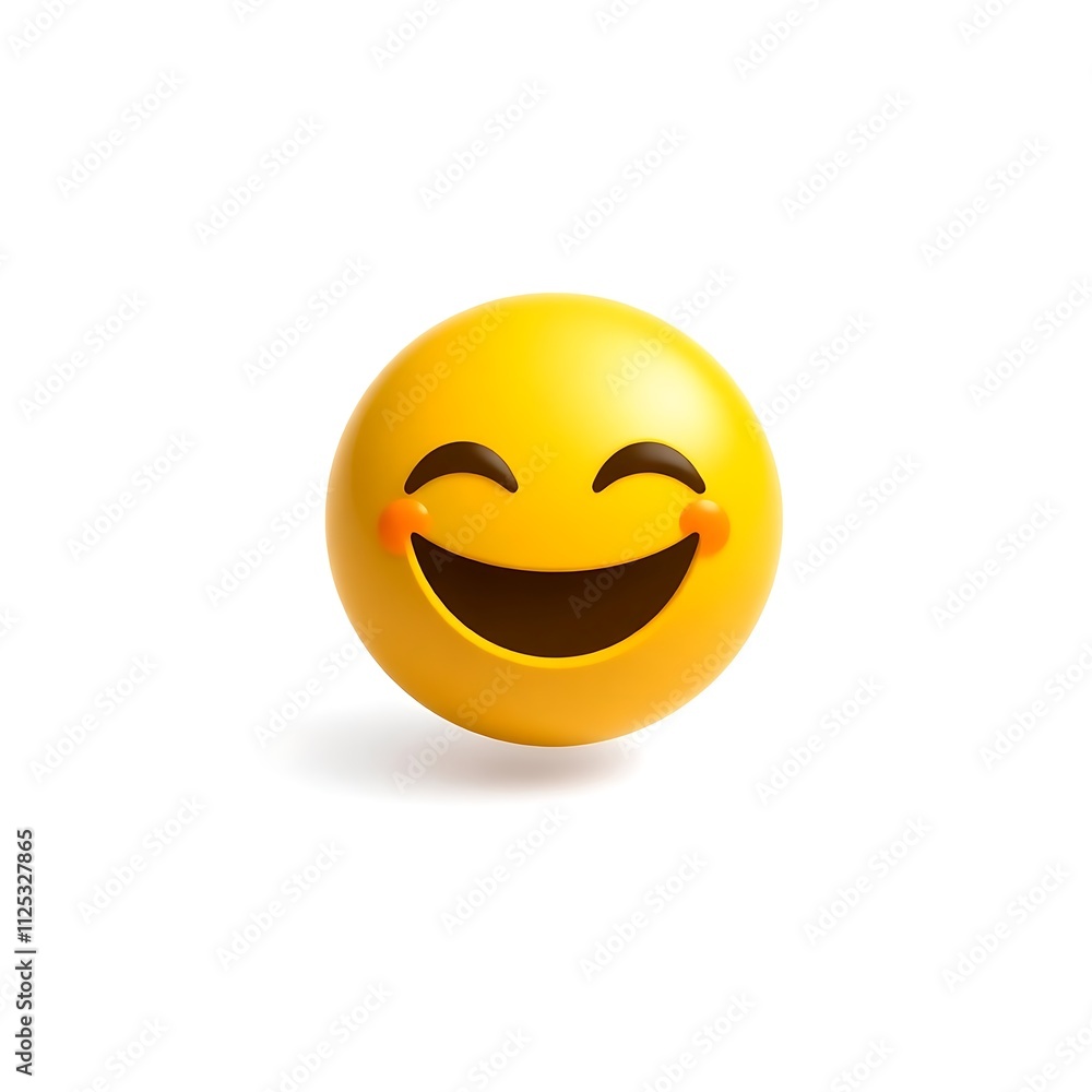 Fototapeta premium emoji smile with blushing cheeks in isolated white