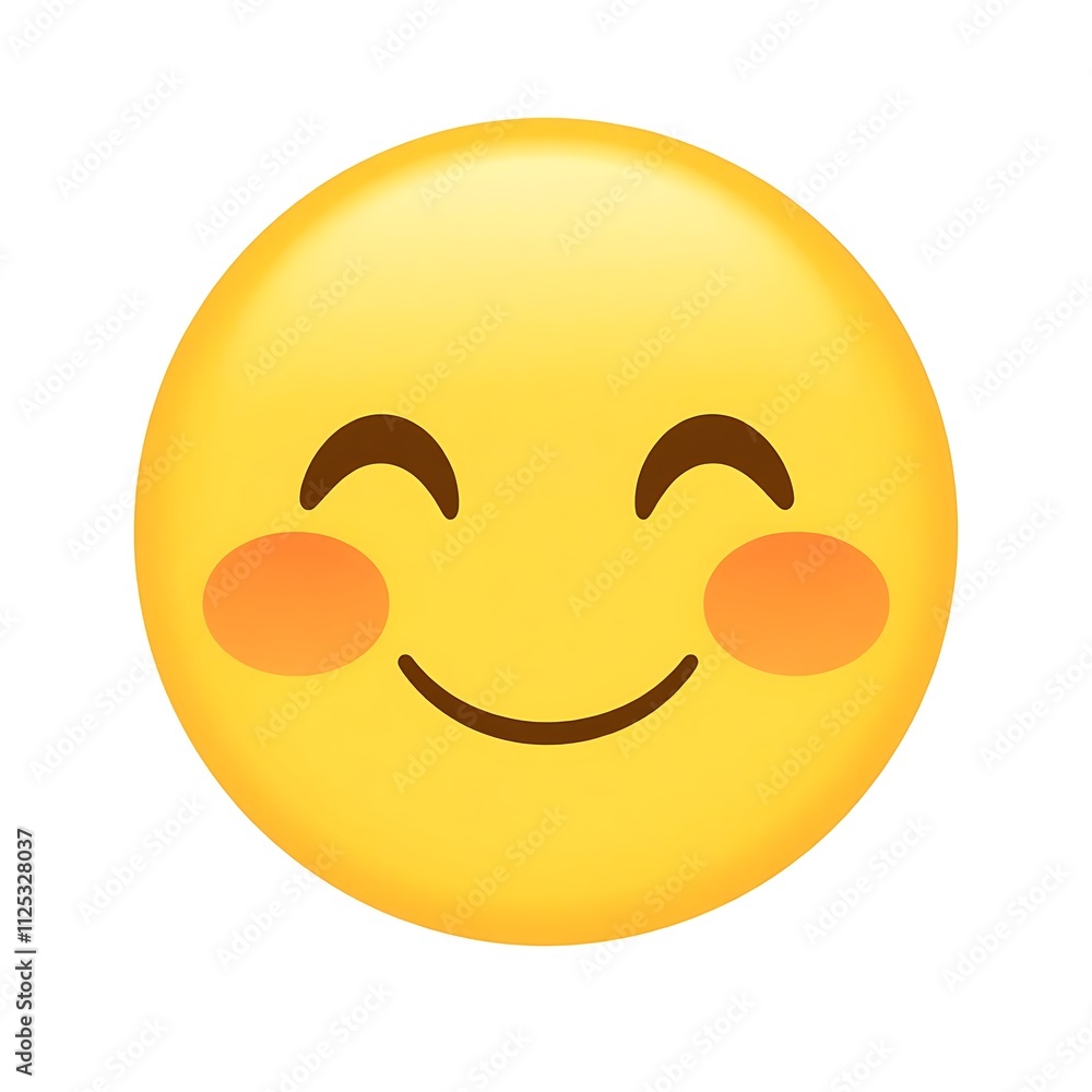 Fototapeta premium emoji smile with blushing cheeks in isolated white