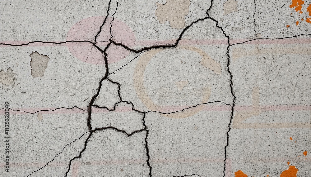 Obraz premium Cracked Concrete Wall Texture with Natural Weathering and Distressed Details - Texture Photography