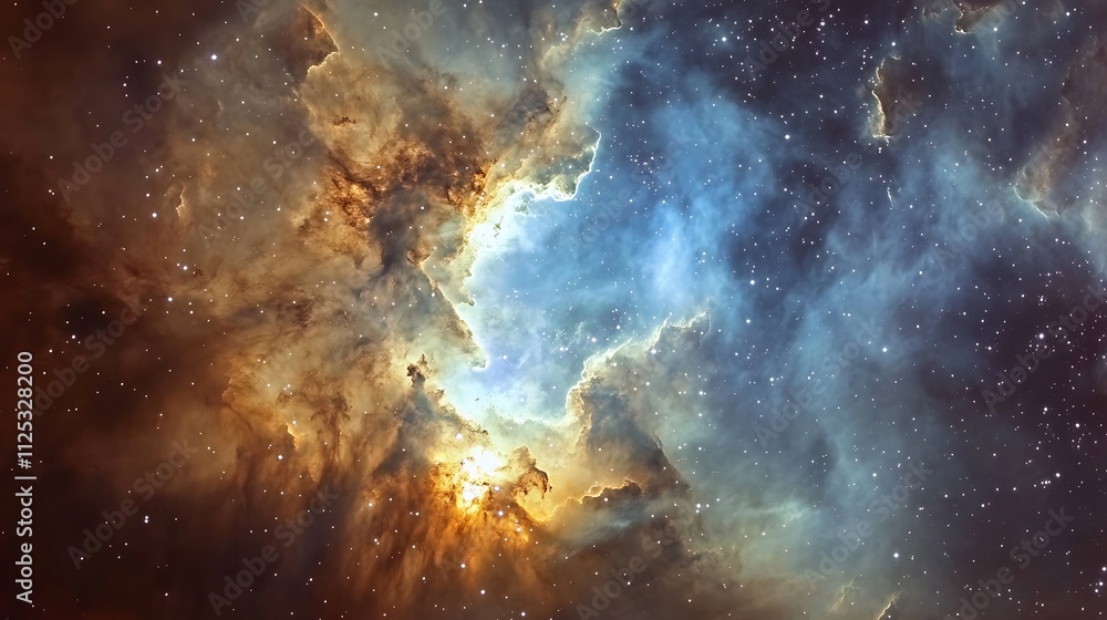 Fototapeta premium Cosmic nebula with vibrant colors and glittering stars.
