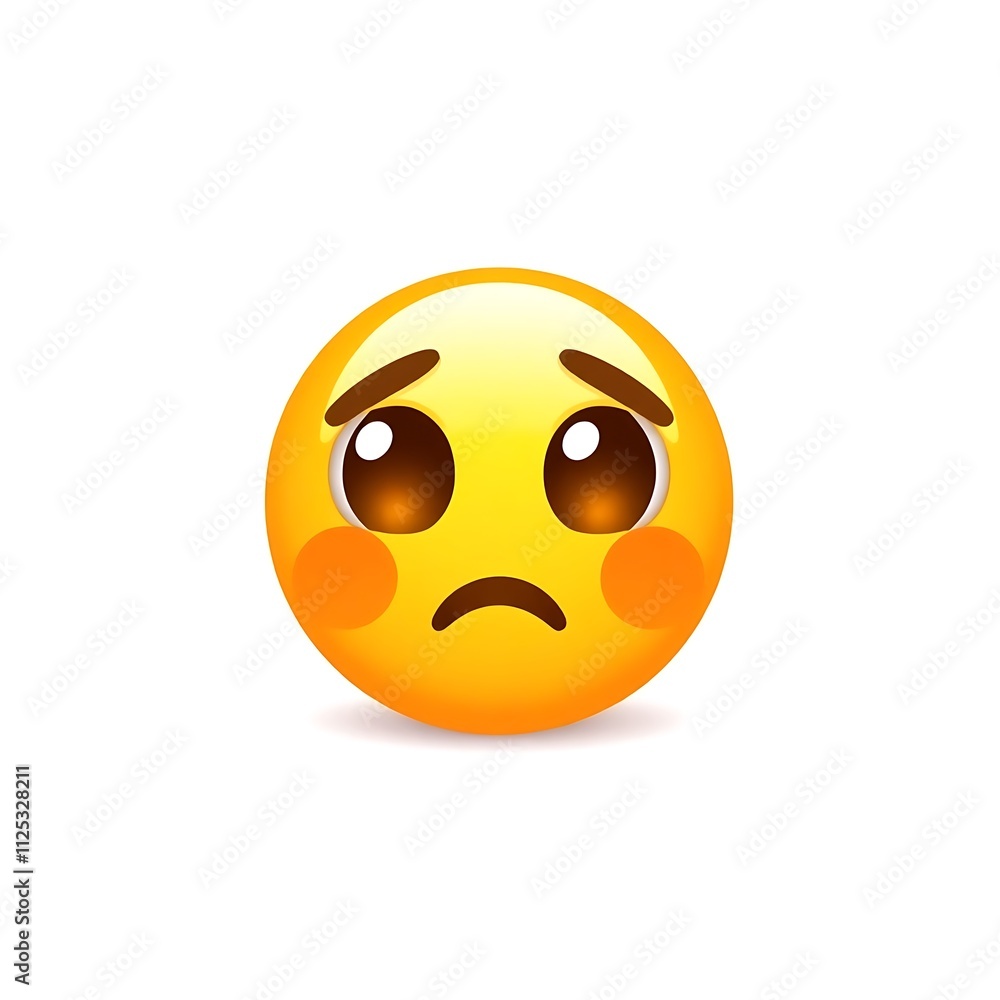 Emoji of a yellow face with pleading eyes on a white background, generative ai Emoji of a yellow face with pleading eyes on a white background, generative ai