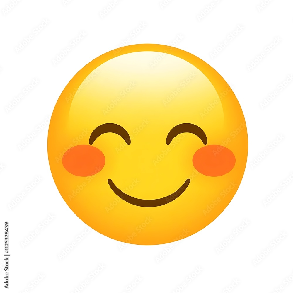 smile emoticon with blushing cheeks in isolated white, generative ai smile emoticon with blushing cheeks in isolated white, generative ai