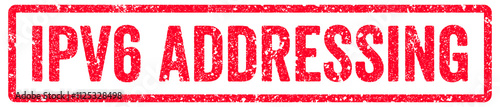 IPv6 Addressing Stamp Transparent Seal, Red Grunge IPv6 Addressing Word Rubber Stamp Seal