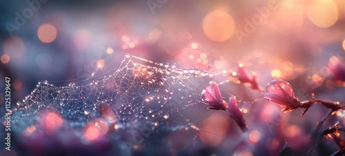 Enchanted Dewdrops: A Spiderweb's Embrace at Dawn