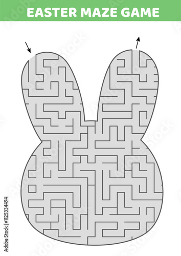 Bunny head maze. Labyrinth in form of rabbit. Cartoon, isolated vector illustration eps 10