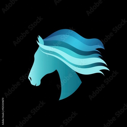 Abstract teal horse head profile. photo