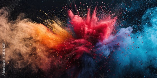 Vibrant Explosion: Colorful Powder Abstract Background with Burst of Colors photo