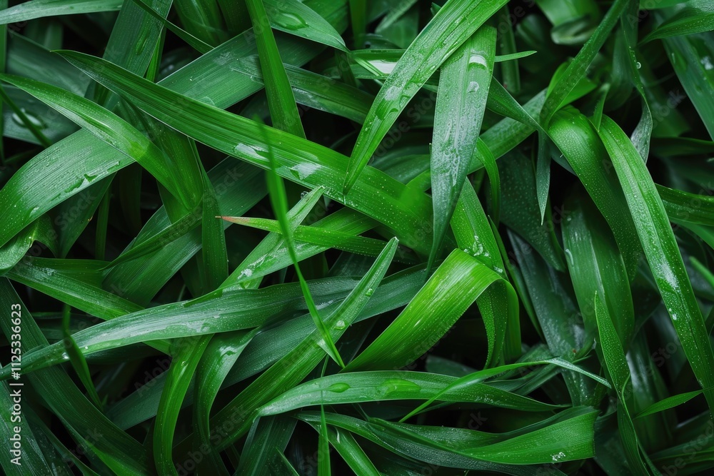 Vibrant Meadow: Close-Up Texture of Fresh Green Grass with Copy Space