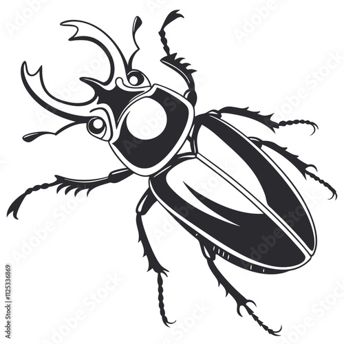 Stag beetle vector illustration in black and white vector style, perfect for nature decor art photo