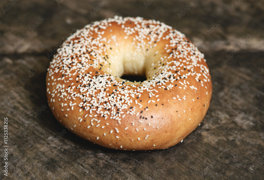 A photo of a freshly baked bagel A photo of a freshly baked bagel