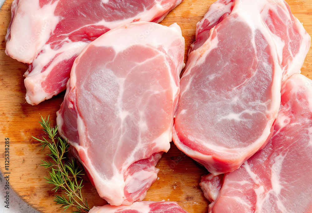 A photo of fresh raw pork chops A photo of fresh raw pork chops