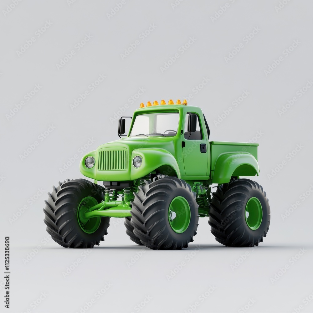 Obraz premium Green Monster Truck 3D Model for Kids' Playtime