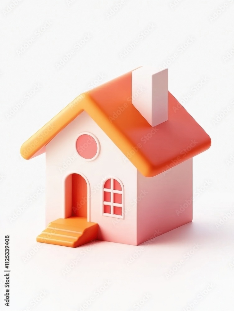 Simple Isometric House Icon on White Background Simple Isometric House Icon on White Background