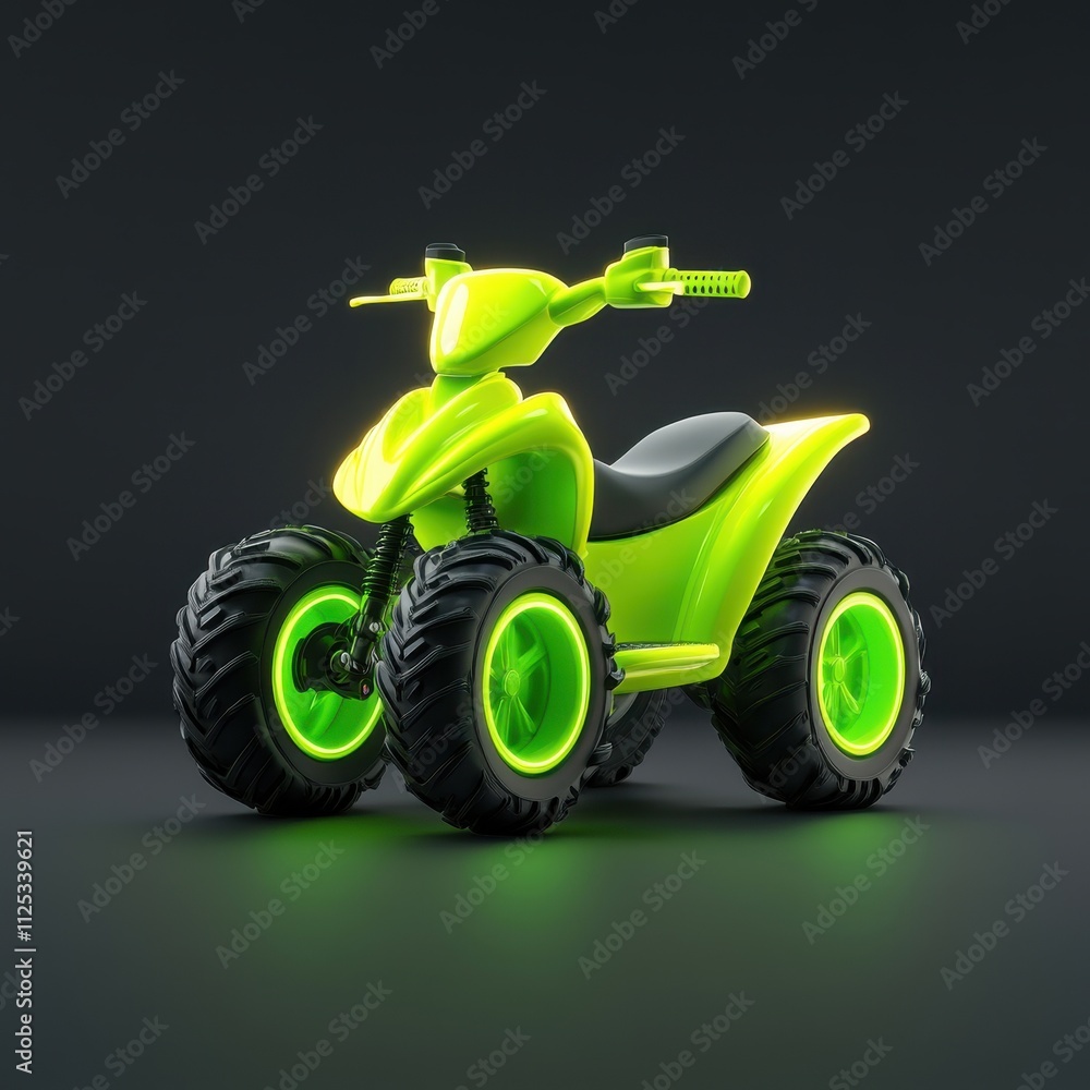 Neon Green ATV for Kids on Dark Gray Background Neon Green ATV for Kids on Dark Gray Background