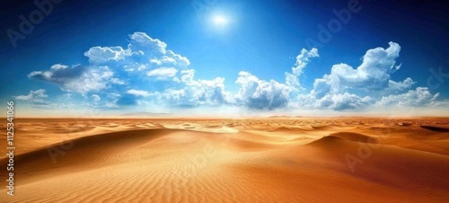 Vast Desert Landscape Under a Vivid Blue Sky
