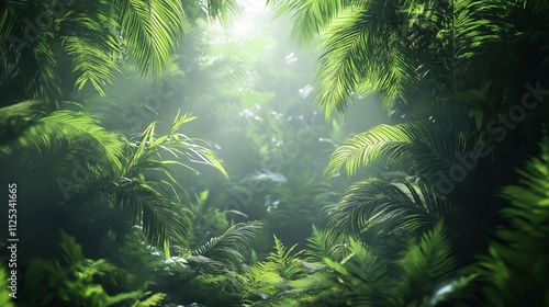 Lush Tropical Rainforest Background for Advertising photo