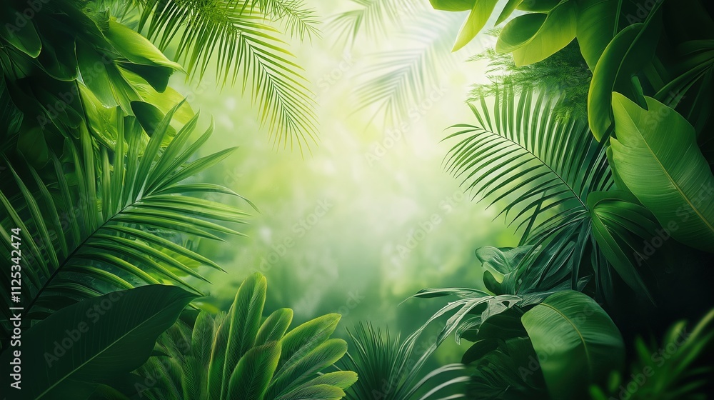 Lush Tropical Rainforest Background for Advertising Lush Tropical Rainforest Background for Advertising