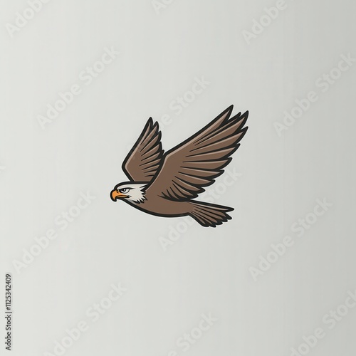 Cartoon illustration of a bald eagle in flight. photo