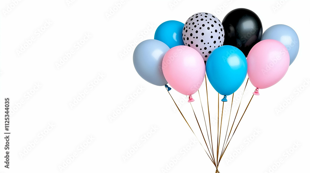 Colorful balloons in various shades, including pink, blue, and black, arranged together, perfect for celebrations and festive occasions. Colorful balloons in various shades, including pink, blue, and black, arranged together, perfect for celebrations and festive occasions.