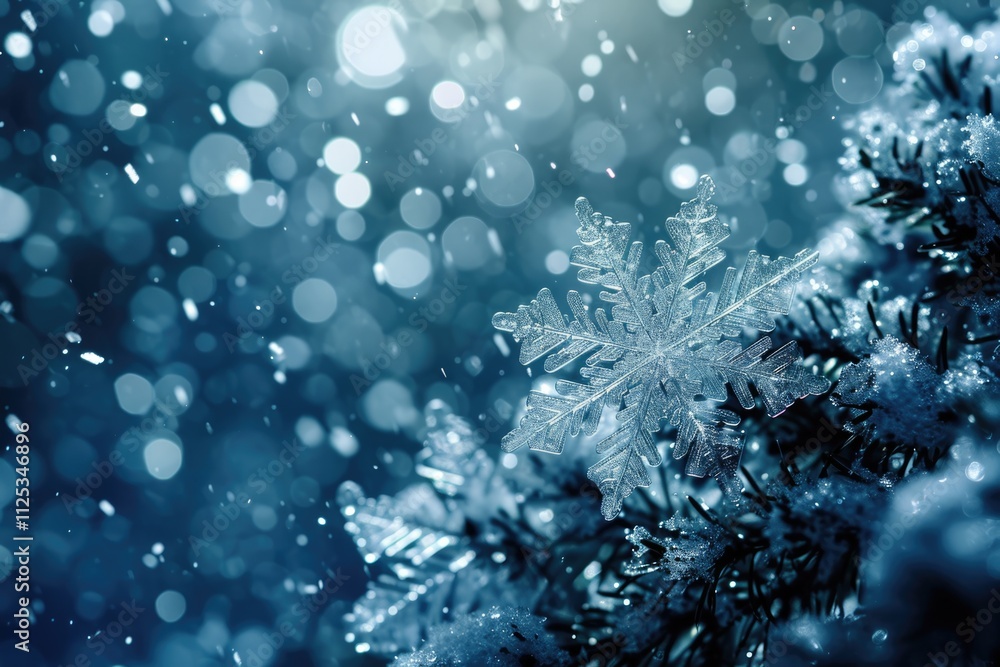 Winter Wonderland Night Sky: Snowfall and Ice Crystals Winter Wonderland Night Sky: Snowfall and Ice Crystals