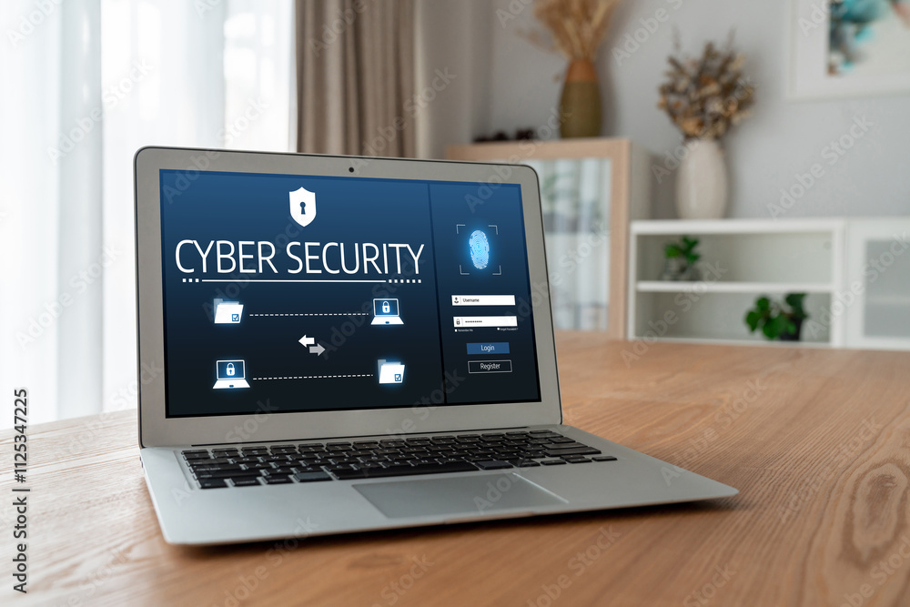 Cyber security system on computer screen protect private information snugly from hacker and cyber attack Cyber security system on computer screen protect private information snugly from hacker and cyber attack