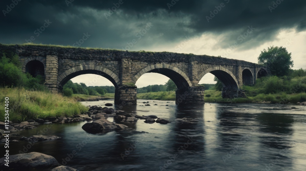 Fototapeta premium Haunting view of distant thunderclouds and atmospheric decay. 
