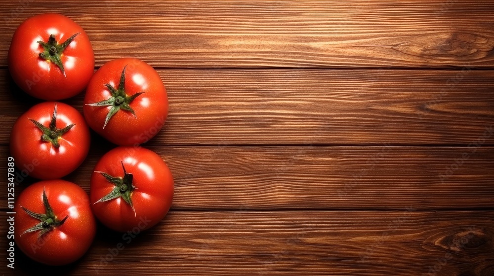 Fresh Red Tomatoes on Rustic Wooden Table Background Fresh Red Tomatoes on Rustic Wooden Table Background
