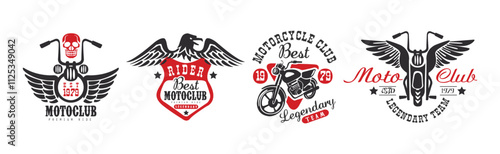 Moto Club Logo and Emblem Red and Black Vector Set photo