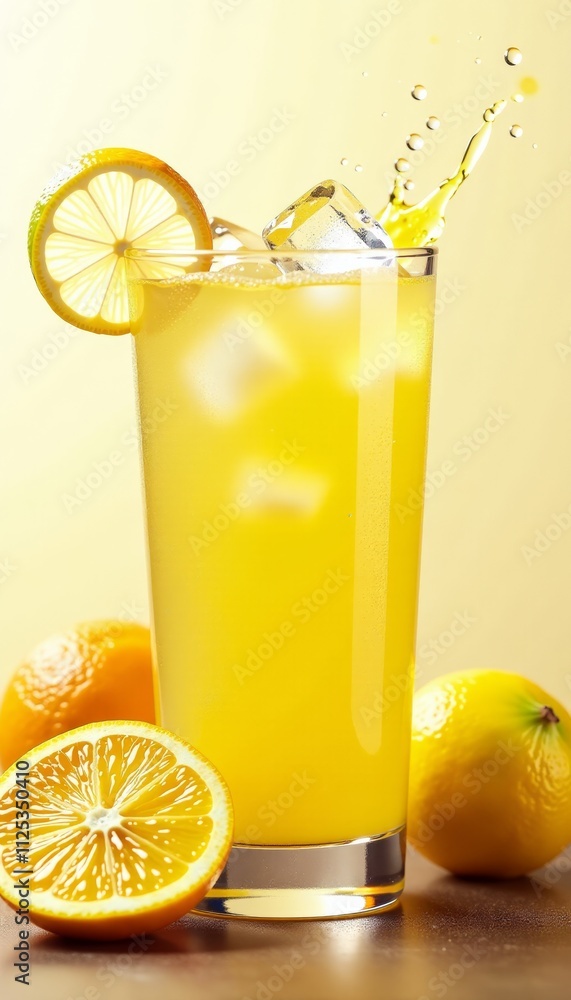 Vibrant Juice Splash with Fruits, Ice, and Dew in Motion Vibrant Juice Splash with Fruits, Ice, and Dew in Motion