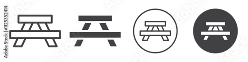 Camping table icon Simple outline vector logo