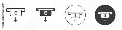 Cash withdrawal icon Simple outline vector logo