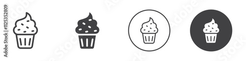 Cup cake icon Simple outline vector logo