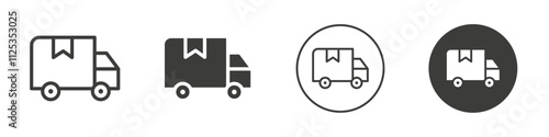 Delivery truck icon Simple outline vector logo