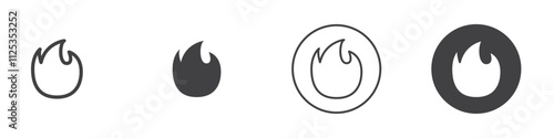 Fire icon Simple outline vector logo