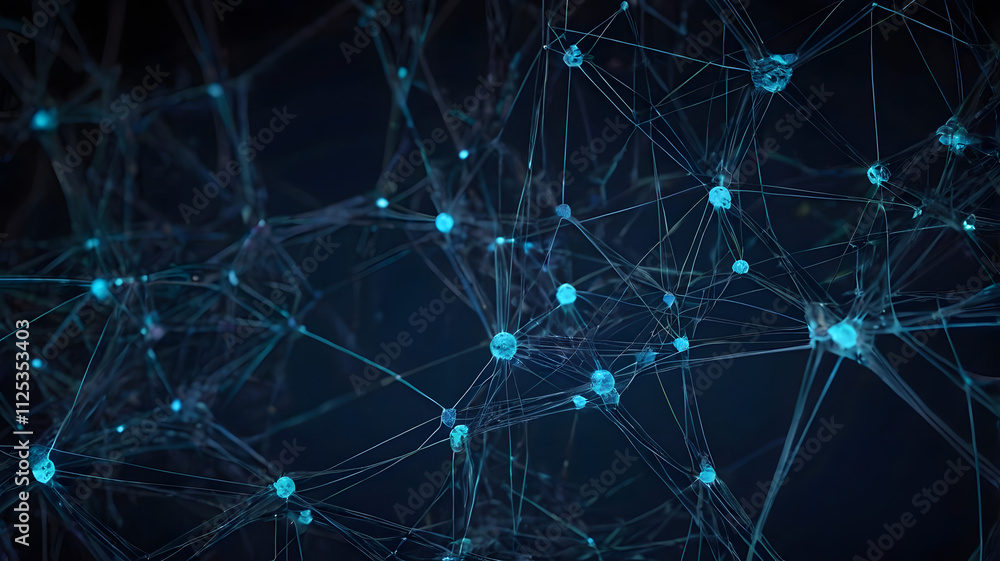 Intricate Web of Connections: Abstract background with a network of glowing blue nodes and lines, symbolizing connection, collaboration, and innovation. Intricate Web of Connections: Abstract background with a network of glowing blue nodes and lines, symbolizing connection, collaboration, and innovation.