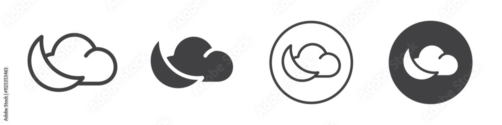 Half moon with cloud icon Simple outline vector logo Half moon with cloud icon Simple outline vector logo