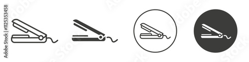 Hair straightener icon Simple outline vector logo