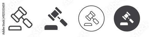 Law hammer icon Simple outline vector logo