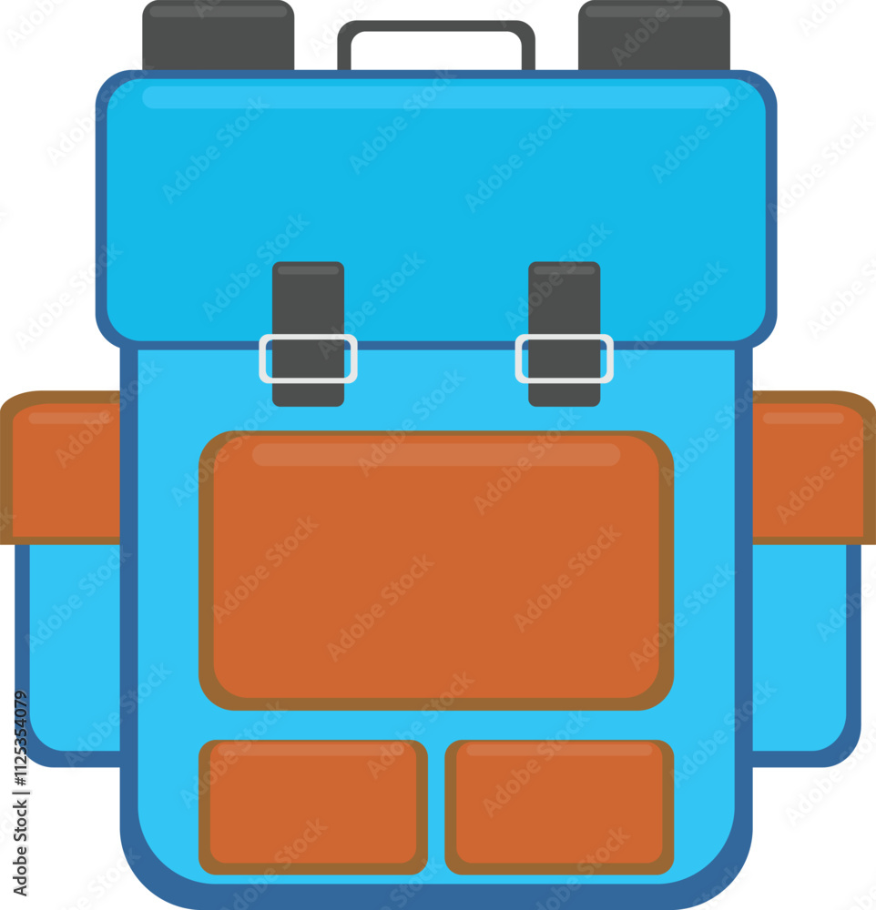 Blue Backpack Flat Design Illustration Blue Backpack Flat Design Illustration