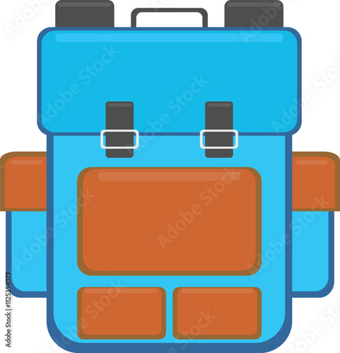 Blue Backpack Flat Design Illustration