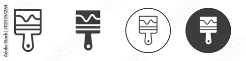 Paint brush icon Simple outline vector logo