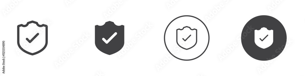 Shield check mark icon Simple outline vector logo Shield check mark icon Simple outline vector logo